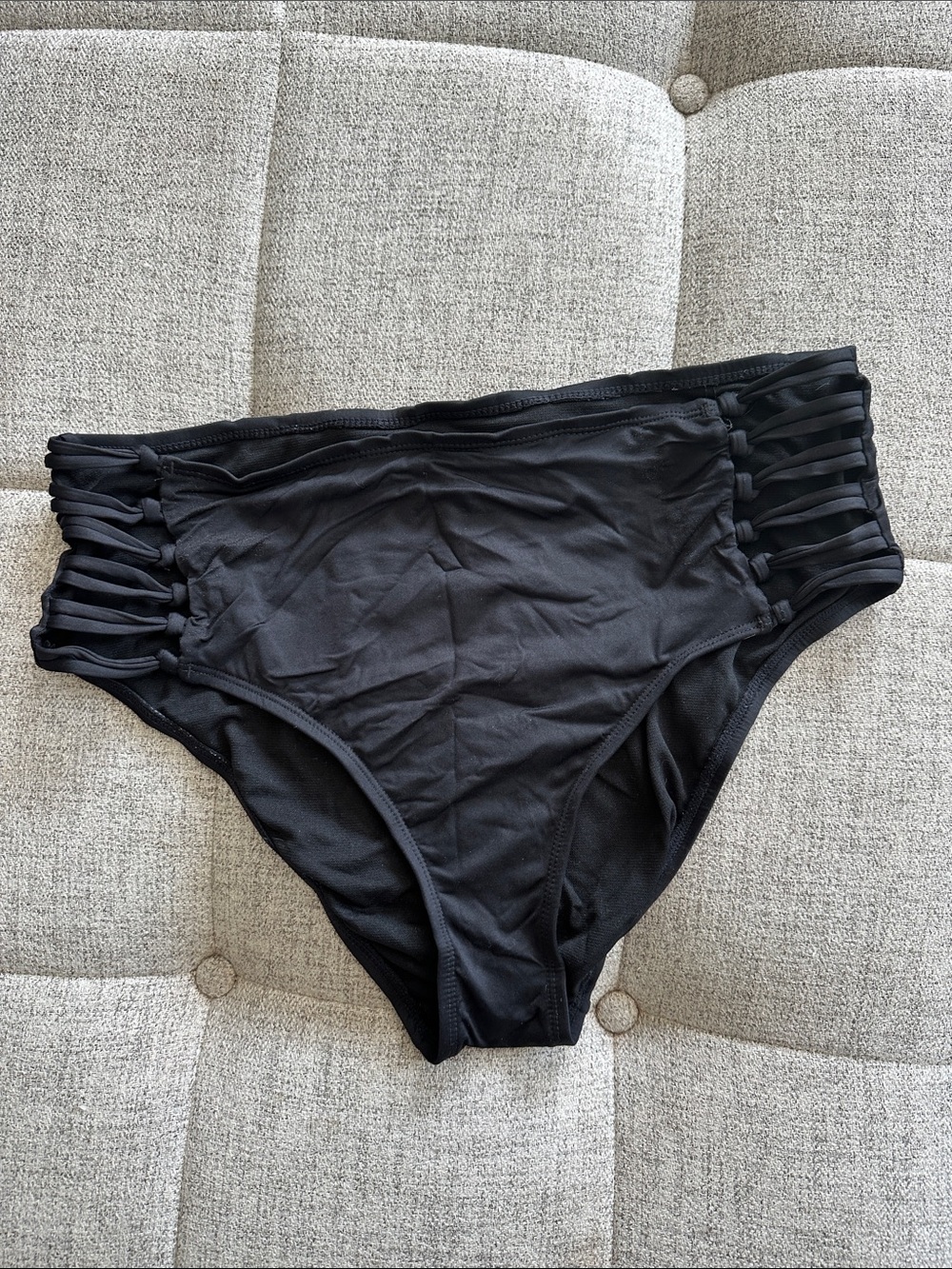 Shade & Shore Black Strappy High-Waist Bikini Bottoms